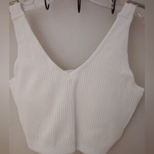 Elegant White Ribbed Crop Top